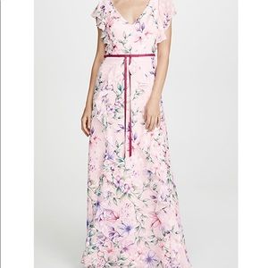 Marchesa Notte Printed Burnout Chiffon Gown